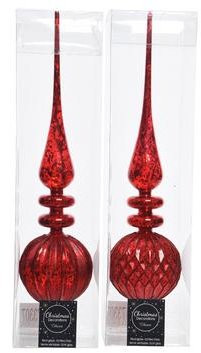 Макушка на елочку винтажная Багдад 36 см, красный, стекло, ромб, KAEMINGK (173307/1)