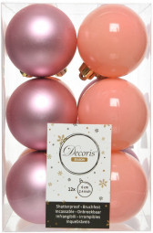 Набор пластиковых шаров Дивный 60 мм, карамельно-розовый, 12 шт, Kaemingk (022003)