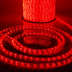 Дюралайт светодиодный 2-х проводной, диаметр 13 мм., 220В, красные LED лампы 36 шт на 1 м., бухта 100 м., статика, Teamprof (TPF-DL-2WH-100-240-R)