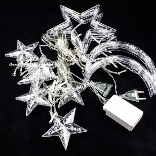 Гирлянда Бахрома Млечный путь 2,5*0,95*0,55 м., 138 холодных LED ламп, прозрачный провод, контроллер, Winner Light (w.02.5T.138.L+) в Санкт-Петербурге