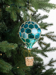 Винтажная стеклянная подвеска Воздушный шар  h-16,5 см., 1 шт., зеленый,  Karlsbach (12840)