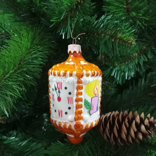 Елочное украшение круглый Фонарик, стекло, 10,5 см., 1 шт., Витус (А83)