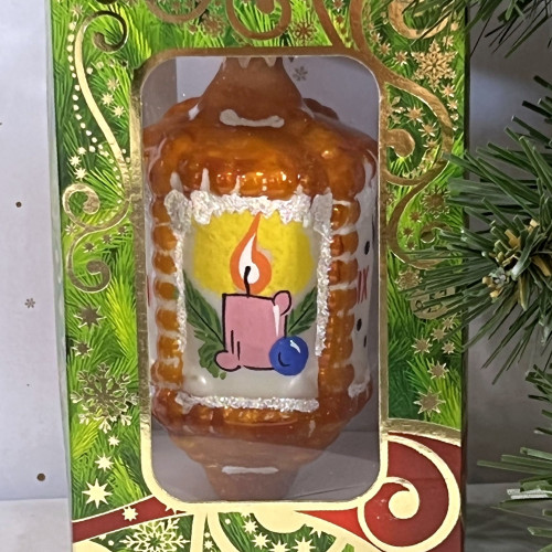 Елочное украшение круглый Фонарик, стекло, 10,5 см., 1 шт., Витус (А83)