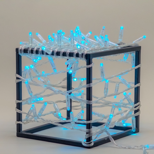 Светодиодная нить 10 м. с колпачком 24 В, 100 LED, небесно-голубая, прозрачный провод ПВХ, LTC (PST100CAP-10-1SB)