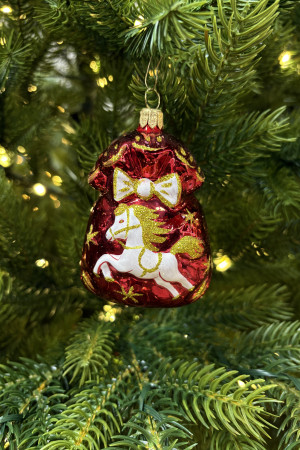 Ёлочное украшение Подарок 60 мм., красный, стекло, Ёлочка (С935/1)