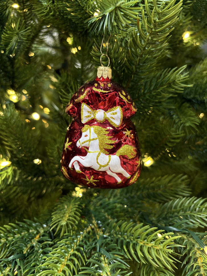 Ёлочное украшение Подарок 60 мм., красный, стекло, Ёлочка (С935/1) Ёлочное украшение Подарок 60 мм., красный, стекло, Ёлочка (С935/1)