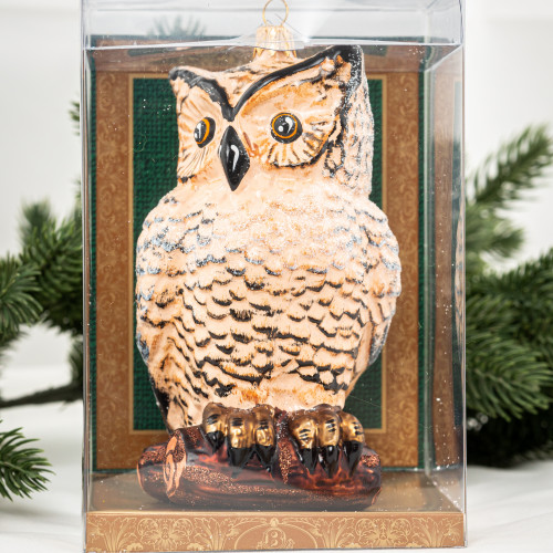 Елочное украшение Сова большая коричневая, стекло, 14 см., 1 шт., Витус (59145)