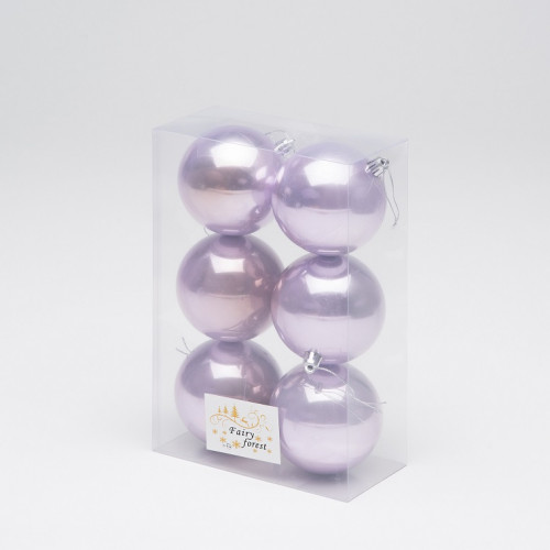Набор пластиковых шаров Анет 80 мм., лиловый перламутр, 6 шт., ЕлкиТорг (150314)