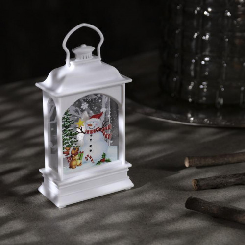 Светодиодный Фонарь со снеговиком 7×13×3.5 см., пластик, батарейки AG13х3, Luazon Lighting (4843936)