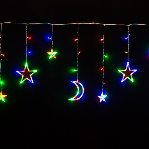 Гирлянда Бахрома Млечный путь 2,5*0,95*0,55 м., 138 разноцветных LED ламп, прозрачный провод, контроллер, Winner Light (M.02.5T.138.L+)