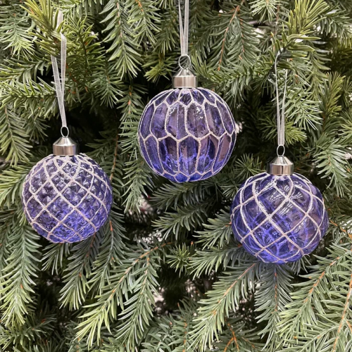 Набор винтажных стеклянных шаров Благородство 80 мм., синий-золото, 9 шт., Christmas DeLuxe (13047)