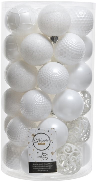 Набор пластиковых шаров Королевский 60 мм, белоснежный, 37 шт, Kaemingk (020804) в Ростове-на-Дону