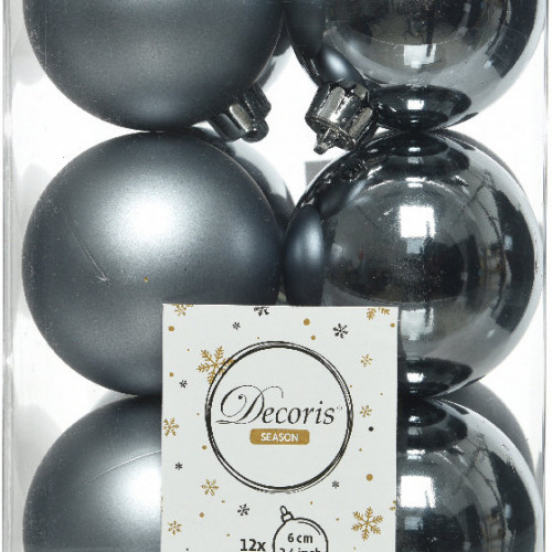 Набор пластиковых шаров Дивный 60 мм, графит, 12 шт, Kaemingk (022004)
