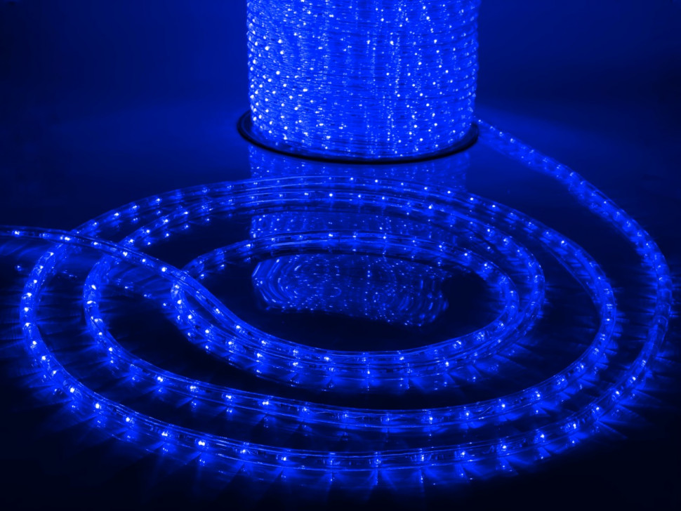 Дюралайт светодиодный 2-х проводной, диаметр 13 мм., 220В, синие LED лампы 36 шт на 1 м., бухта 100 м., статика, Teamprof (TPF-DL-2WH-100-240-B) в Белгороде