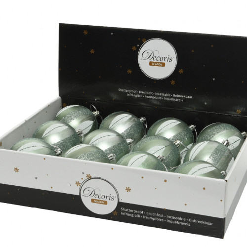 Набор пластиковых шаров Лион 80 мм,. оливковый, 12 шт., Kaemingk (027045)