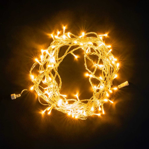 Светодиодная нить 100 желтых LED ламп, 10 м., 24В., прозрачный провод ПВХ, LTC (PST100-10-1Y)