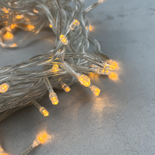 Светодиодная нить 100 желтых LED ламп, 10 м., 24В., прозрачный провод ПВХ, LTC (PST100-10-1Y)
