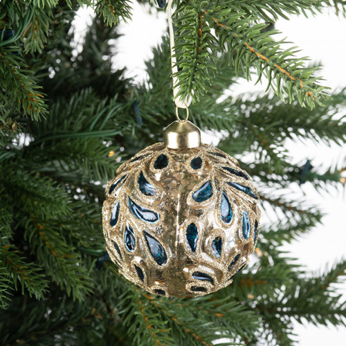 Винтажный стеклянный шар Графские сады Изумруд 8 см., 1 шт., Karlsbach (12860)