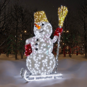 Светодиодная фигура из мишуры Снеговик на санках 2.8 м., Conso (3DGR317)