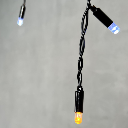 Светодиодная бахрома с колпачком 3,1*0,5 м., 120 желтых LED ламп, мерцание, черный провод ПВХ, IP65, LTC (PIL120BLWCAP-11-2Y)