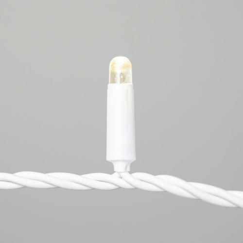 Светодиодная нить 10 м., 24 В, 100 LED, тепло-белая, белый провод каучук, LTC (ECO100-8-1WW)