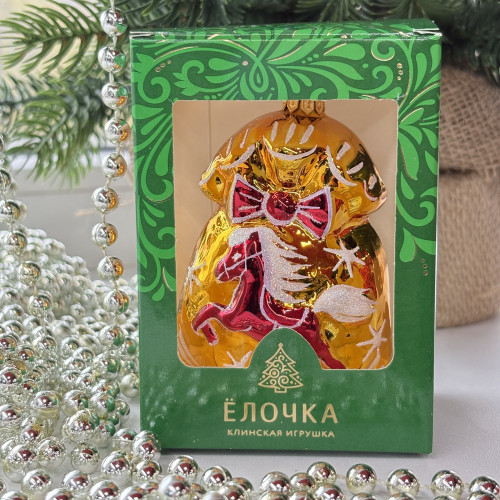 Ёлочное украшение Подарок 60 мм., золотой, стекло, Ёлочка (С935/2)