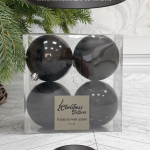 Набор пластиковых шаров Прага 100 мм., черный, 4 шт., Christmas DeLuxe (87073)