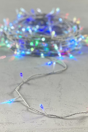 Светодиодная гирлянда 200 разноцветных LED ламп с RGB светодиодом, 20 м., 24V., черный силиконовый провод, IP65, Beauty Led (EST200-10-1RGB)