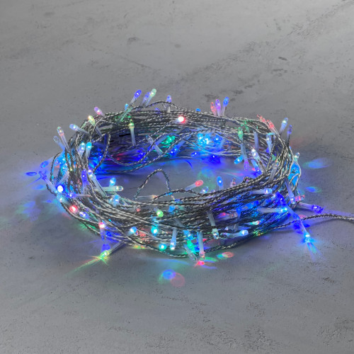 Светодиодная гирлянда 200 разноцветных LED ламп с RGB светодиодом, 20 м., 24V., черный силиконовый провод, IP65, Beauty Led (EST200-10-1RGB)