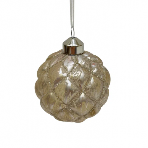 Набор винтажных стеклянных шаров Дворцовые тайны 80 мм., шампань, 9 шт., Christmas DeLuxe (13040)