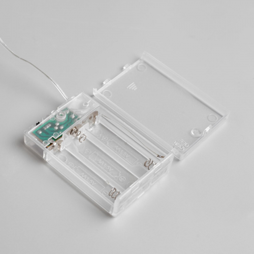 Гирлянда нить-роса 5 м., IP20, серебристая нить, 100 холодных белых LED, 2 режима, AAх3, Luazon Lighting (5198381)