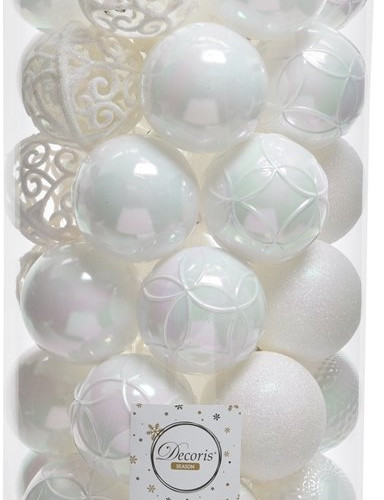Набор пластиковых шаров Королевский 60 мм, белый ирис, 37 шт, Kaemingk (020805)