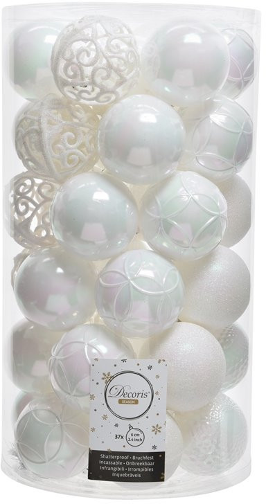 Набор пластиковых шаров Королевский 60 мм, белый ирис, 37 шт, Kaemingk (020805) в Казани