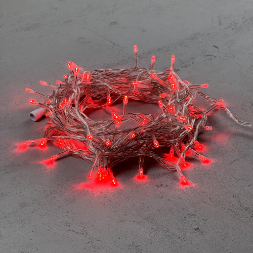 Светодиодная нить 100 красных LED ламп, 10 м., 24В., прозрачный провод ПВХ, LTC (PST100-10-1R) в Санкт-Петербурге