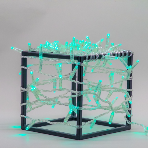 Светодиодная нить 10 м. с колпачком 24 В, 100 LED, аква, прозрачный провод ПВХ, LTC (PST100CAP-10-1A)