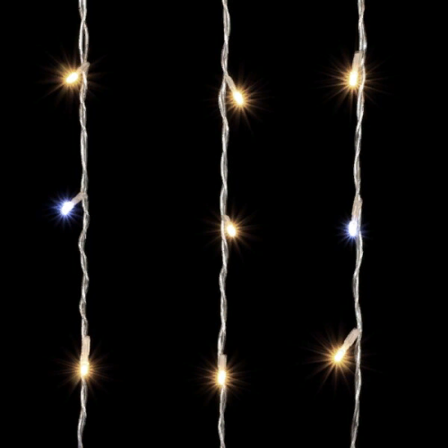 Светодиодный занавес 2*3 м., 600 теплых белых LED ламп, мерцание, прозрачный провод ПВХ, LTC (PCL602BLW-10-2WW)