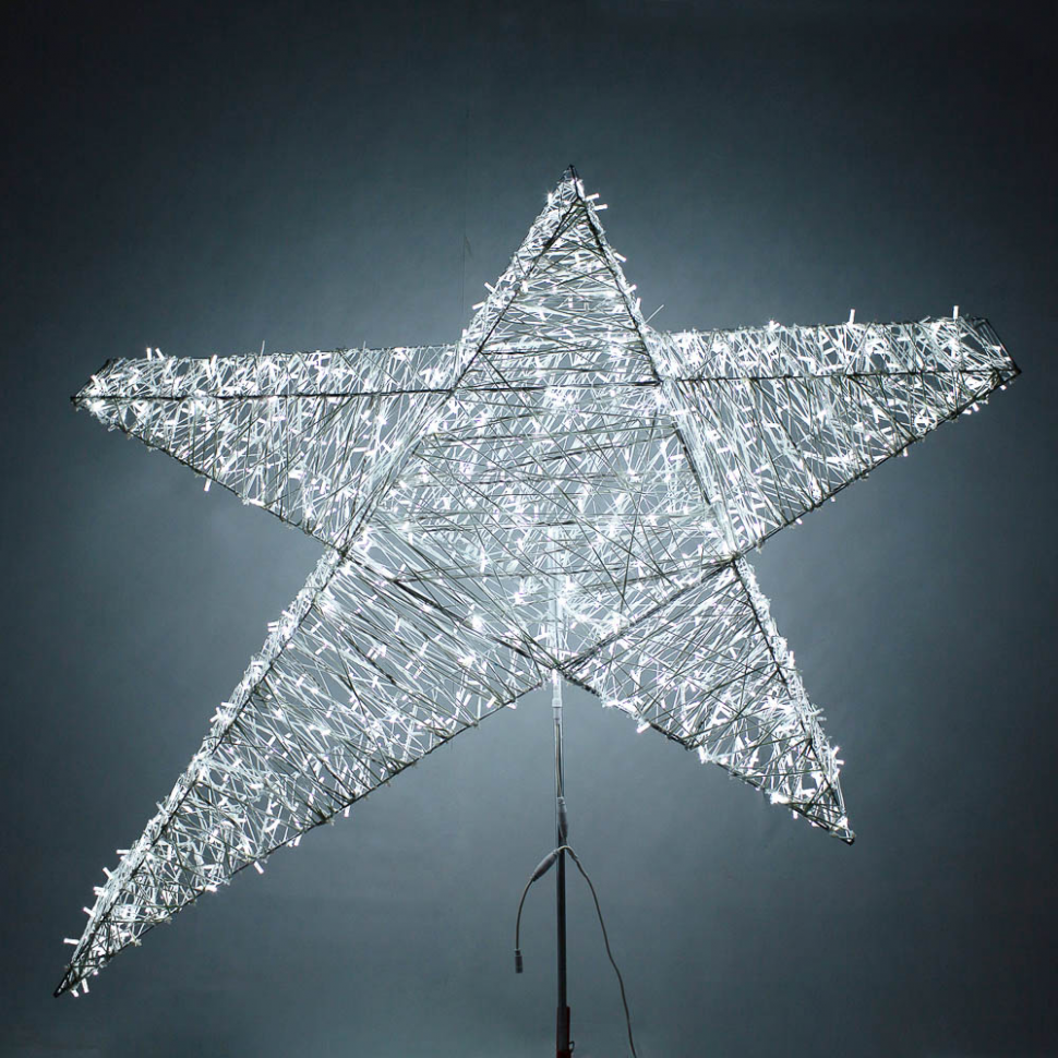 Макушка Гагаринская звезда из стекло-нити 75 см. для елей высотой от 5 до 10 м., белая, Green Trees (gag-sn-75white)