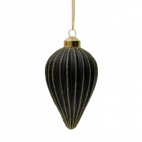 Набор винтажных стеклянных украшений Гротеск 100 мм., черный с золотом, 6 шт., Christmas DeLuxe (13159)