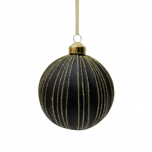 Набор винтажных стеклянных украшений Гротеск 100 мм., черный с золотом, 6 шт., Christmas DeLuxe (13159)