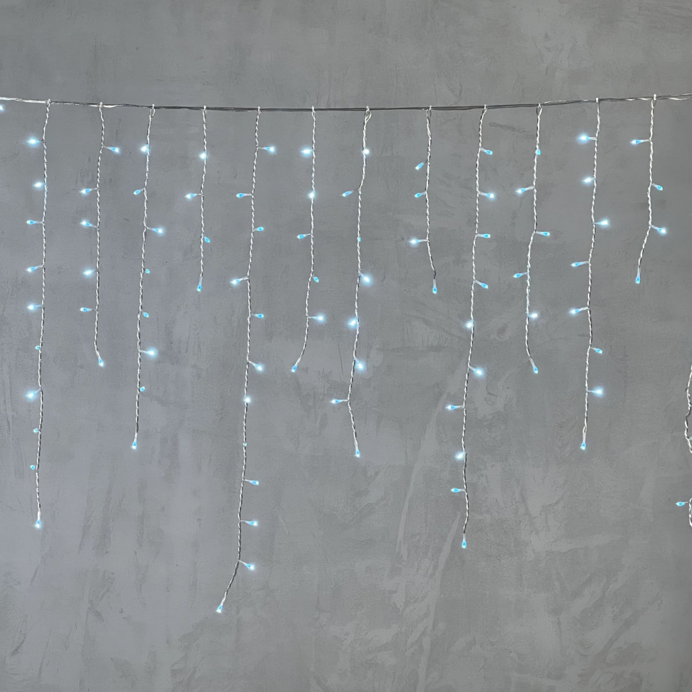 Светодиодная бахрома 5*0,9 м., 348 небесно-голубых LED ламп, силиконовый прозрачный провод, Beauty Led (ECC348-10-2SB)