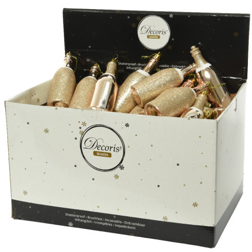 Елочное украшение Веселье 4х13 см, пластик, глиттер золотой, Kaemingk (027673/2)