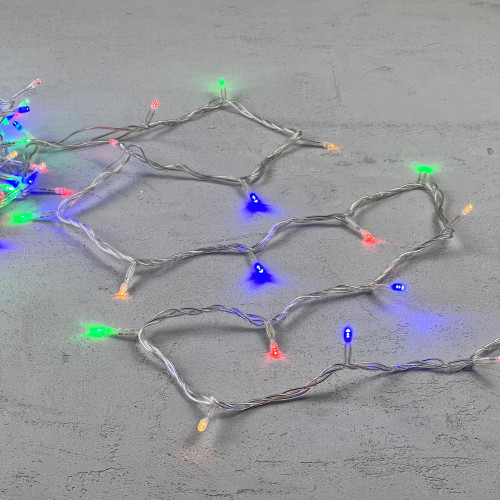 Светодиодная нить 100 разноцветных LED ламп, 10 м., 24В., прозрачный провод ПВХ, LTC (PST100-10-1M)