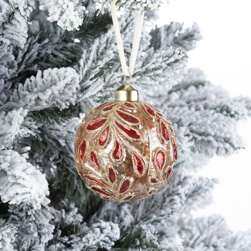 Винтажный стеклянный шар Графские сады Камелия 8 см., 1 шт., Karlsbach (12862)