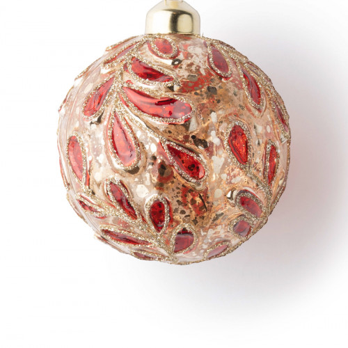 Винтажный стеклянный шар Графские сады Камелия 8 см., 1 шт., Karlsbach (12862)