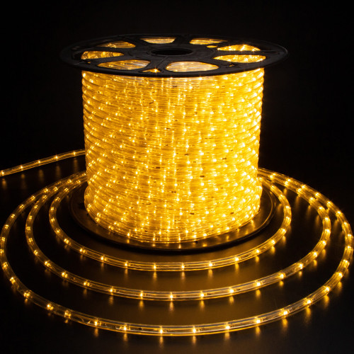 Дюралайт светодиодный 2-х проводной, диаметр 10 мм., 220В, теплые белые LED лампы 30 шт на 1 м., бухта 100 м., статика, Teamprof (TPF-DL-2WH-100-10mm-240-WW)