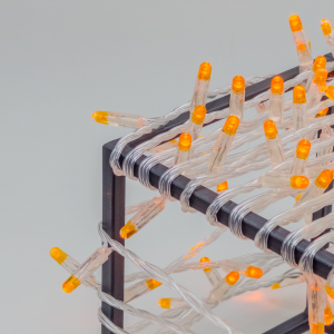 Светодиодная нить 10 м. с колпачком 24 В, 100 LED, оранжевая, прозрачный провод ПВХ, LTC (PST100CAP-10-1OR)