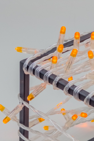 Светодиодная нить 10 м. с колпачком 24 В, 100 LED, оранжевая, прозрачный провод ПВХ, LTC (PST100CAP-10-1OR)