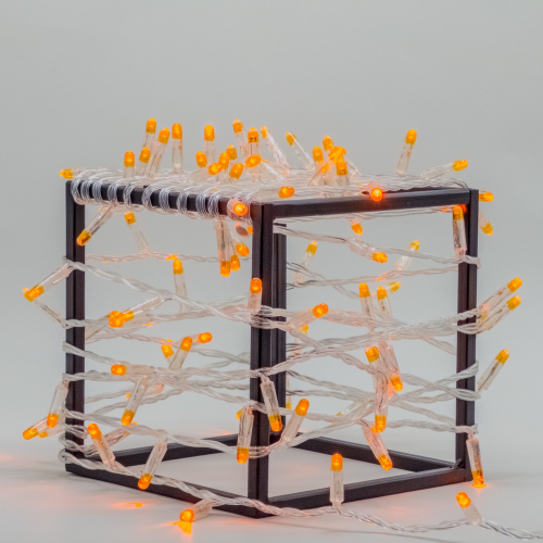 Светодиодная нить 10 м. с колпачком 24 В, 100 LED, оранжевая, прозрачный провод ПВХ, LTC (PST100CAP-10-1OR)