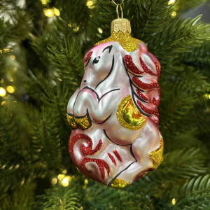 Ёлочное украшение Лошадка цирковая 100 мм., красный, стекло, Ёлочка (С1634/1)