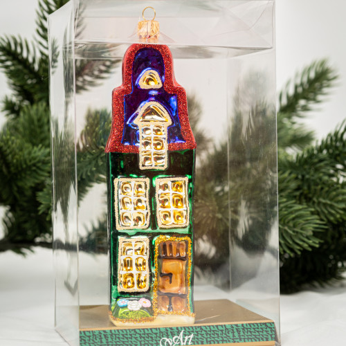 Елочное украшение Голландский домик, стекло, 13,5 см., 1 шт., Витус (59210)